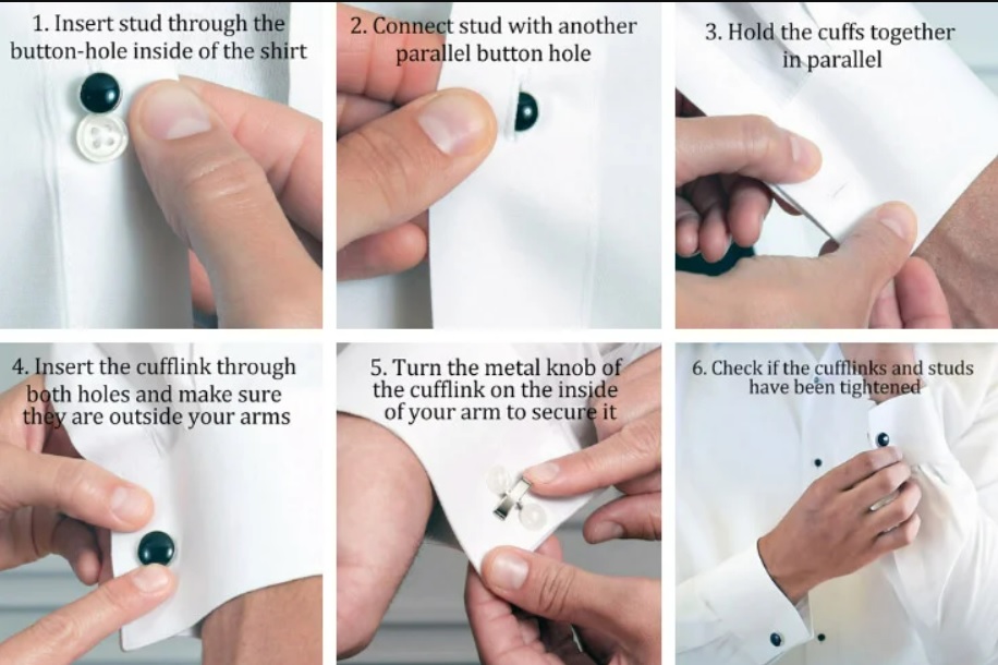 steps to wear cufflinks