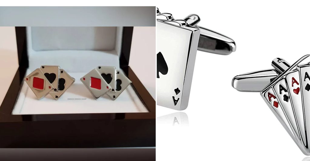 Playing Card Cufflinks in Stainless Steel
