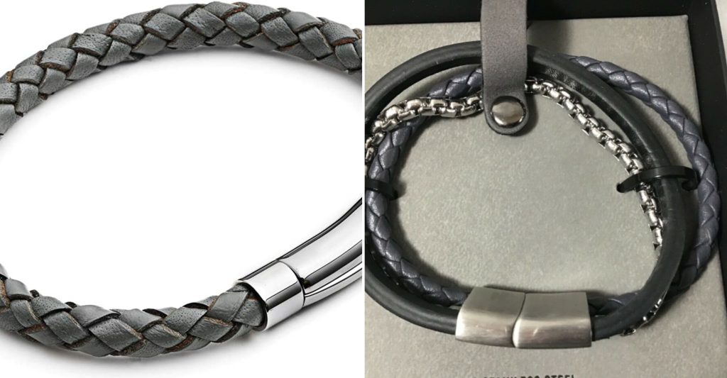 Leather Essentials Black Stainless Steel Chain Bracelet